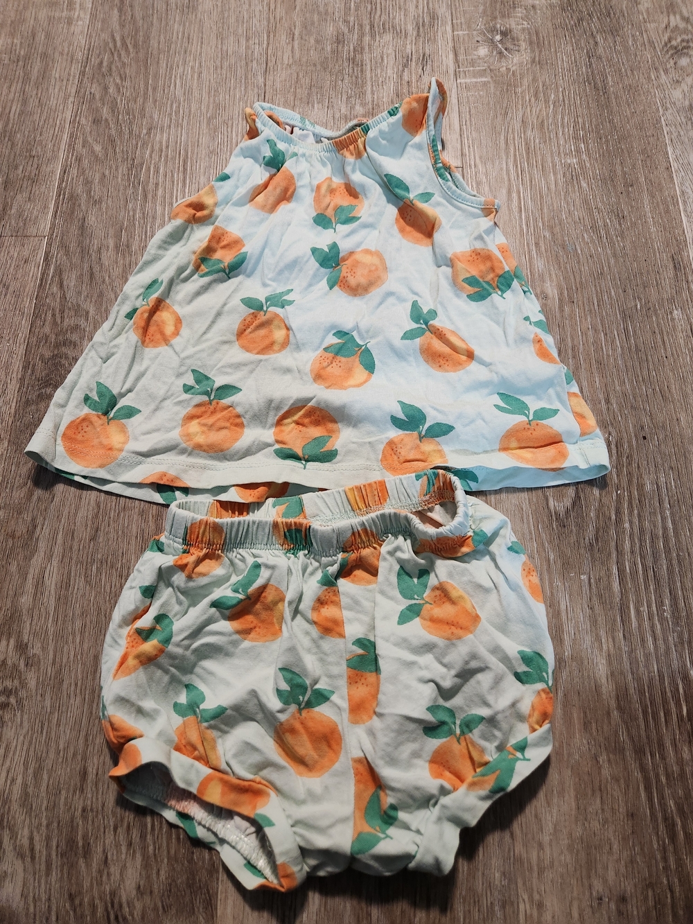 Joe Fresh White Baby Tank & Shorts Set with Orange Peach Print